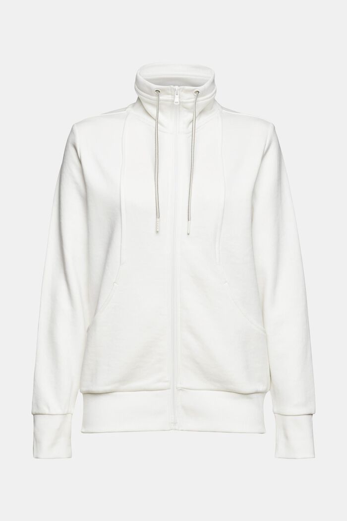 Sweatshirt med dragkedja, bomullsmix, OFF WHITE, detail image number 2