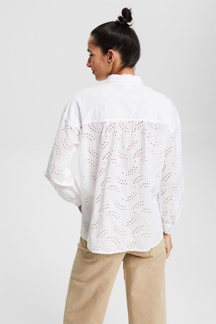 Skjortblus med hålspets, WHITE, detail image number 3
