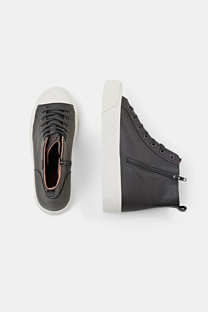 Sneakers i läderimitation med platåsula, DARK GREY, detail image number 5