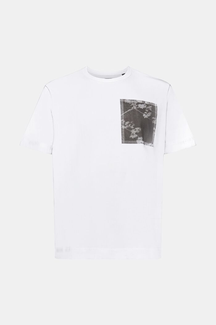 T-shirt i bomull med tryck på bröstet, WHITE, detail image number 7
