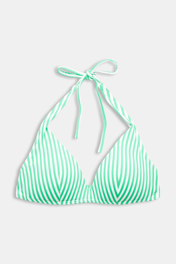 Randig bikiniöverdel med halterneck, GREEN, detail image number 4