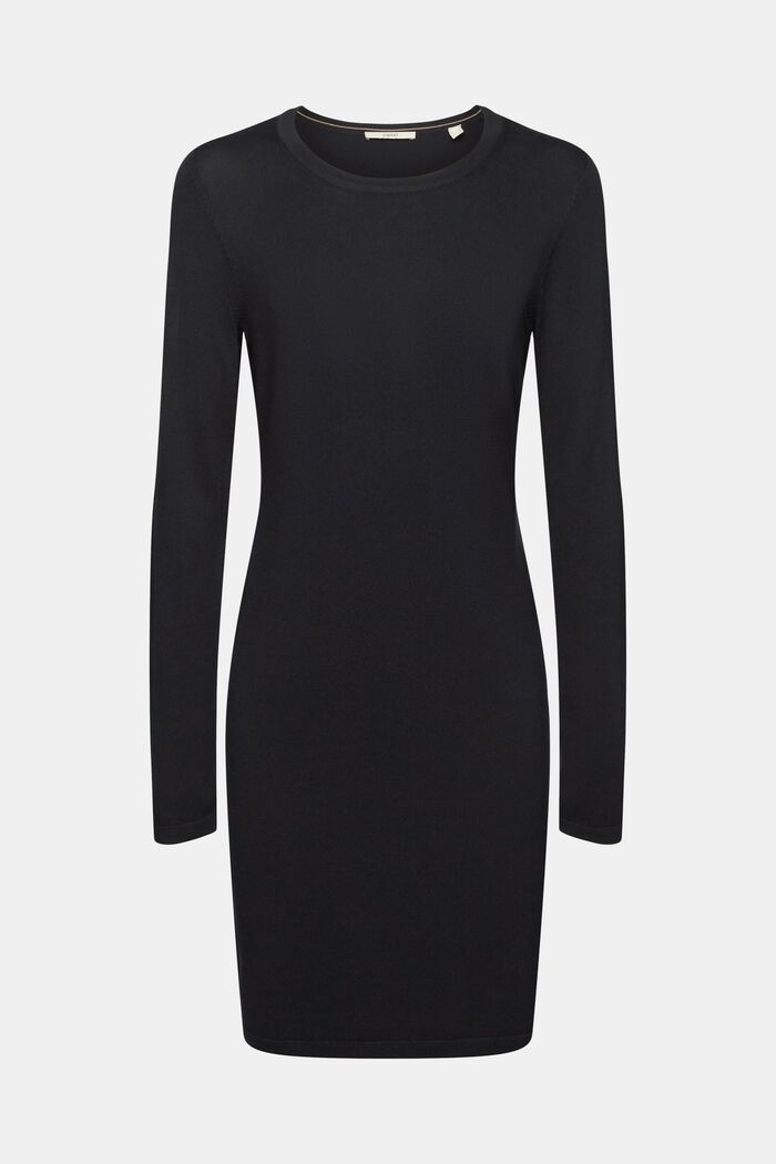 Stickad knälång klänning, BLACK, detail image number 6
