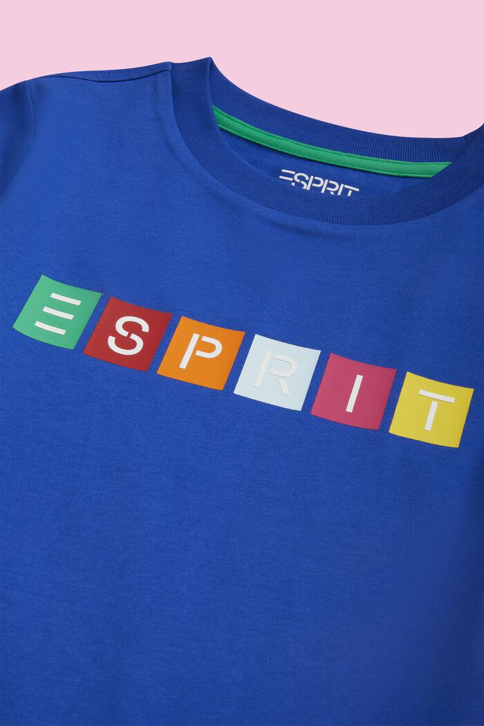 T-shirt i ekologisk bomull med geometrisk logo, BRIGHT BLUE, detail image number 2