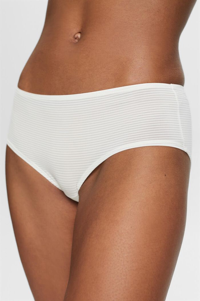 Randiga shorts i mikrofiber, OFF WHITE, detail image number 2
