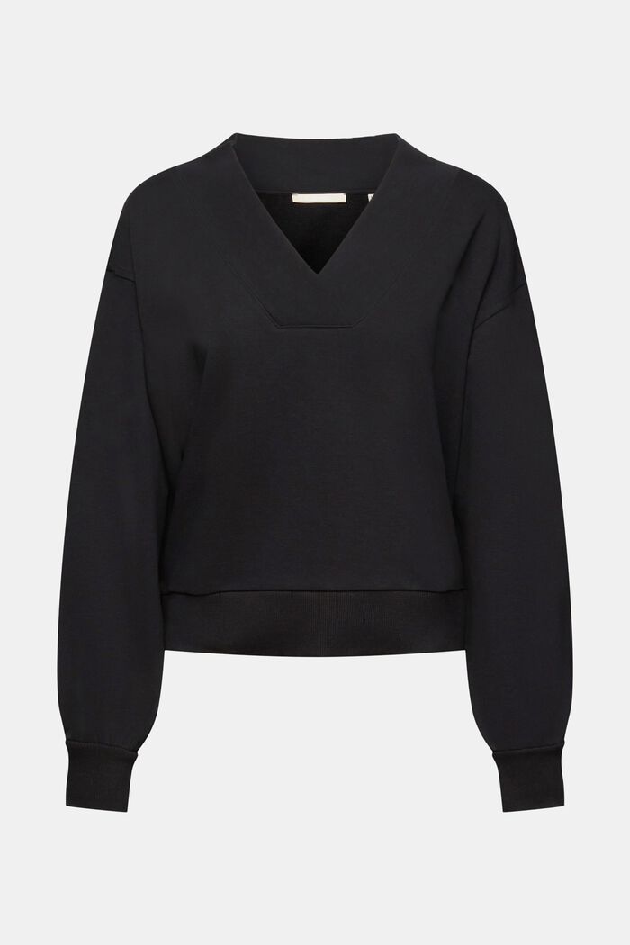 Sweatshirt med V-ringning, BLACK, detail image number 5