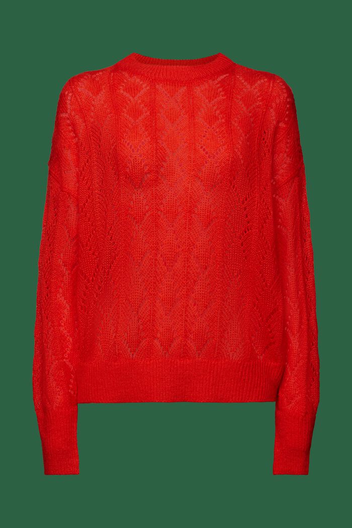 Hålstickad tröja i ullmix, RED, detail image number 6