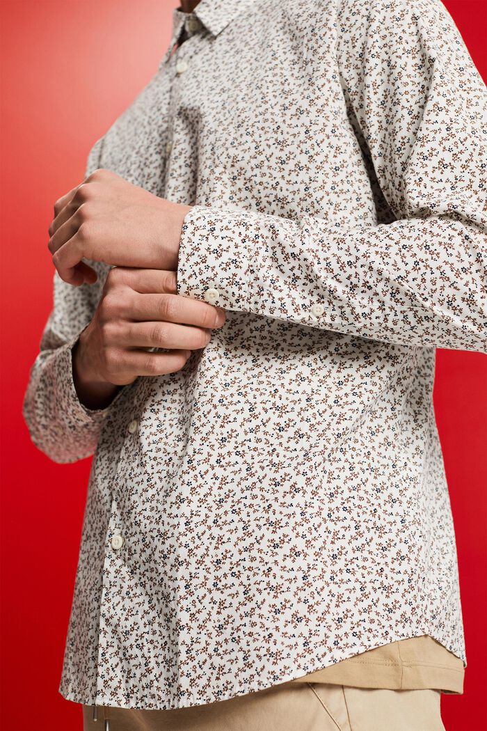 Mönstrad bomullsskjorta i slim fit, OFF WHITE, detail image number 2