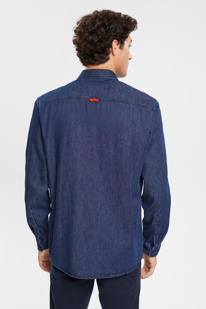 Jeansskjorta med påsydd ficka, BLUE DARK WASHED, detail image number 3