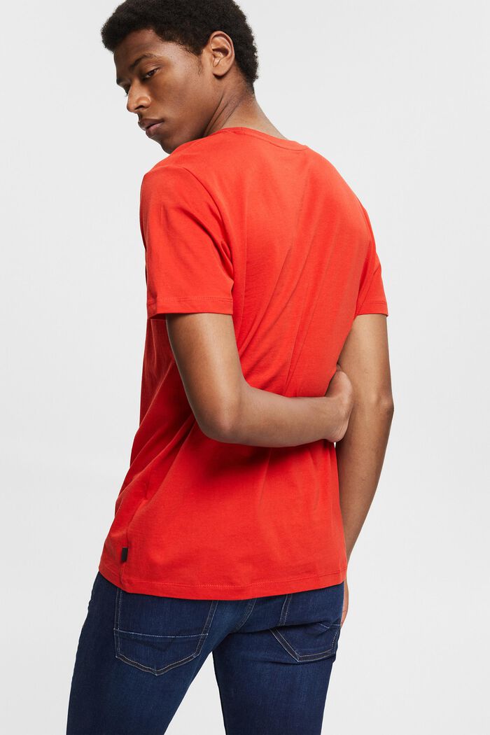 Jersey-T-shirt med tryck, 100% ekobomull, RED ORANGE, detail image number 3