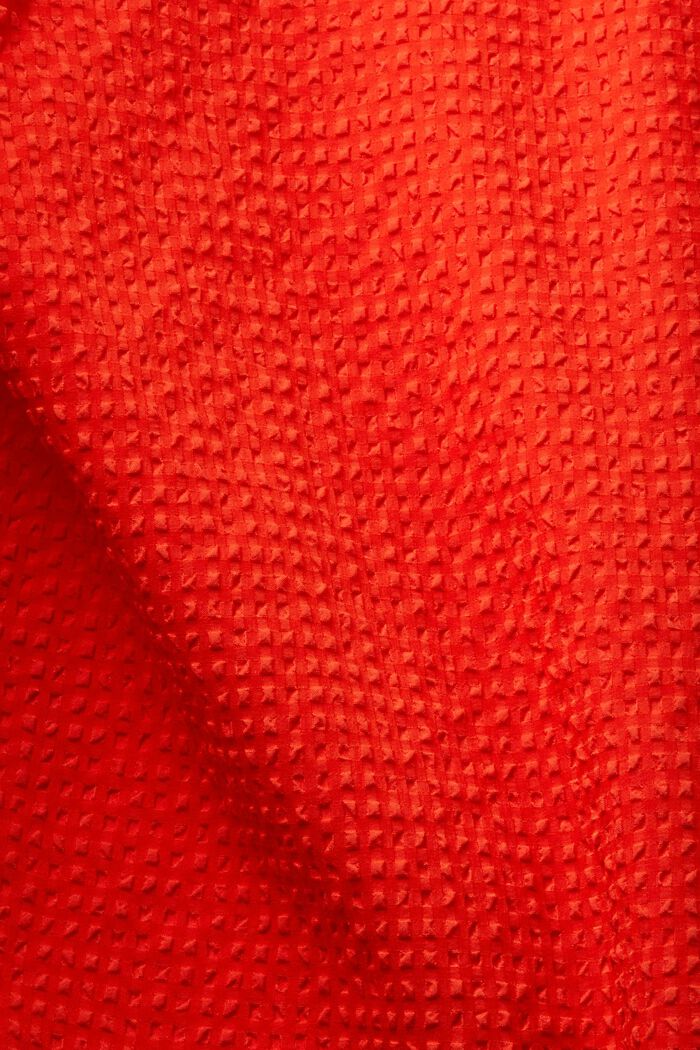 Blus i bäckeböljatyg med puffärm, ORANGE RED, detail image number 4