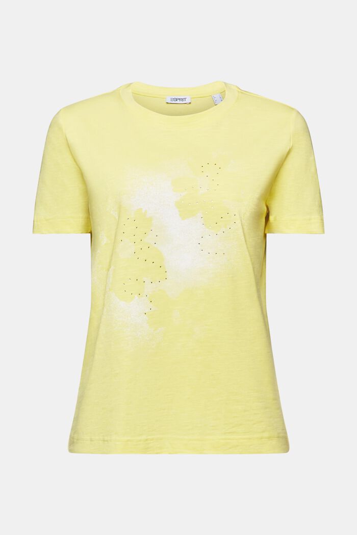 Mönstrad T-shirt med slub-struktur, PASTEL YELLOW, detail image number 5