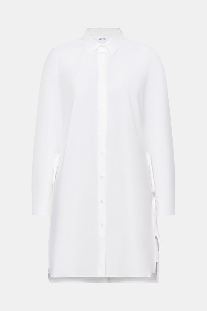 Skjortklänning i poplin med knytdetalj, WHITE, detail image number 6