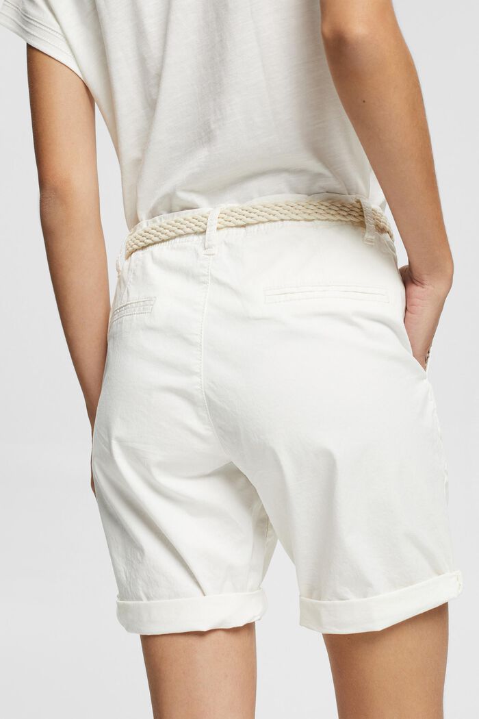 Shorts med vävt skärp, WHITE, detail image number 5