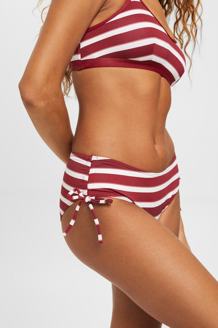 Randig bikiniunderdel med mellanhög linning, DARK RED, detail image number 1