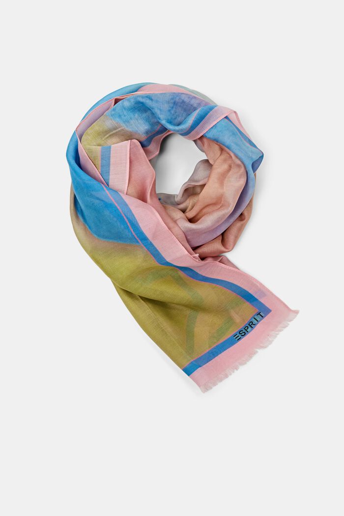 Mönstrad sjal med fransar, PASTEL PINK, detail image number 0