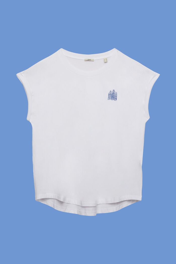 CURVY T-shirt med litet tryck, 100% bomull, WHITE, detail image number 6