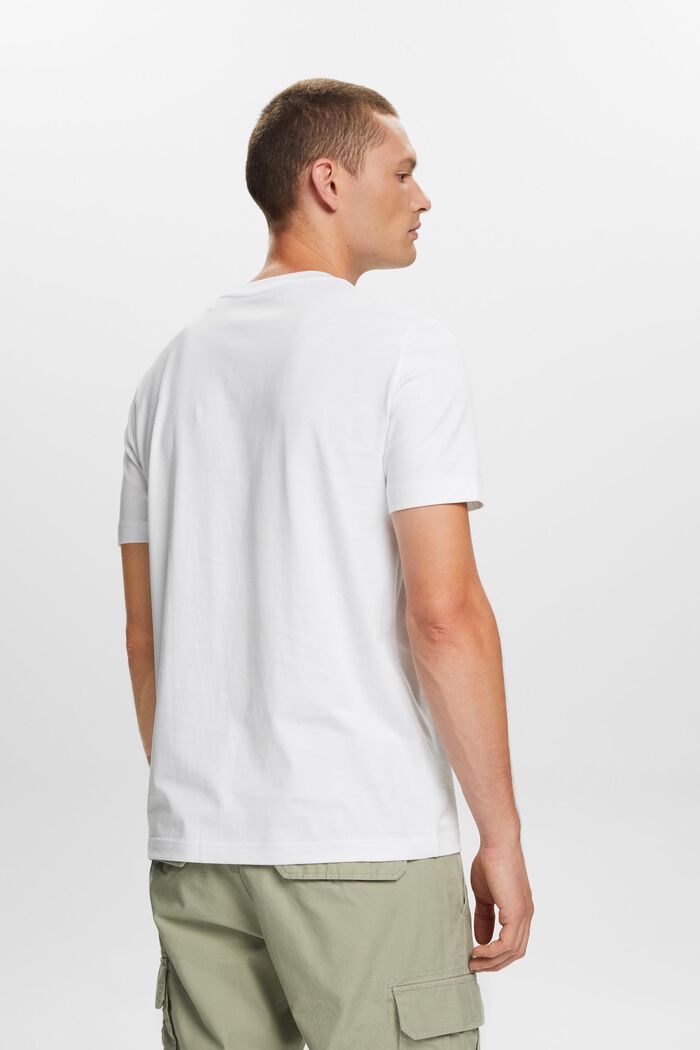 T-shirt i pimabomull-jersey med rund ringning, WHITE, detail image number 3