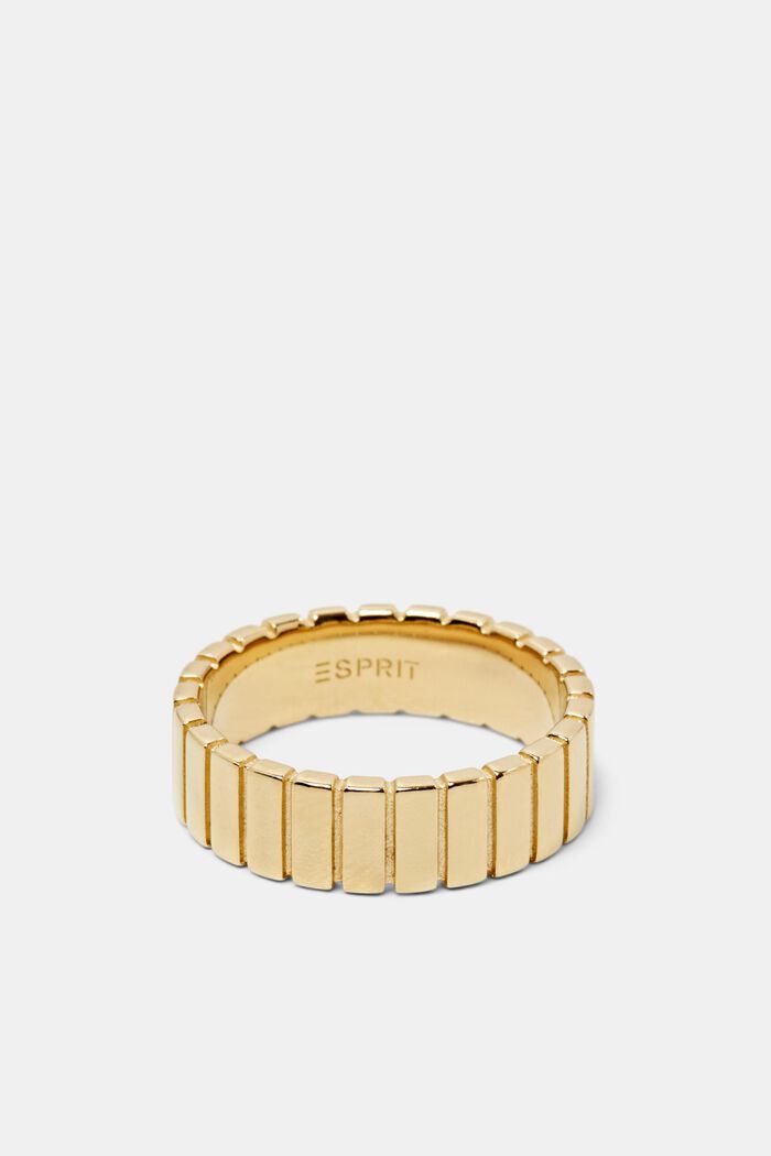 Guldfärgad ribbad ring, sterlingsilver, GOLD, detail image number 0