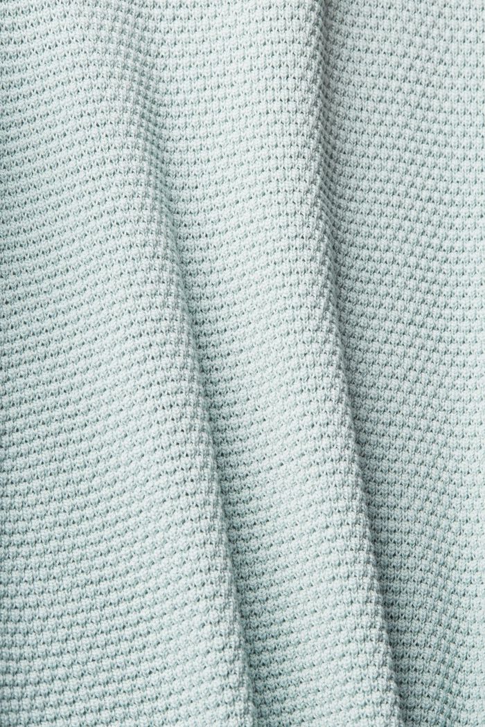 Strukturerad tröja med halvpolokrage, bomullsmix, LIGHT AQUA GREEN, detail image number 4