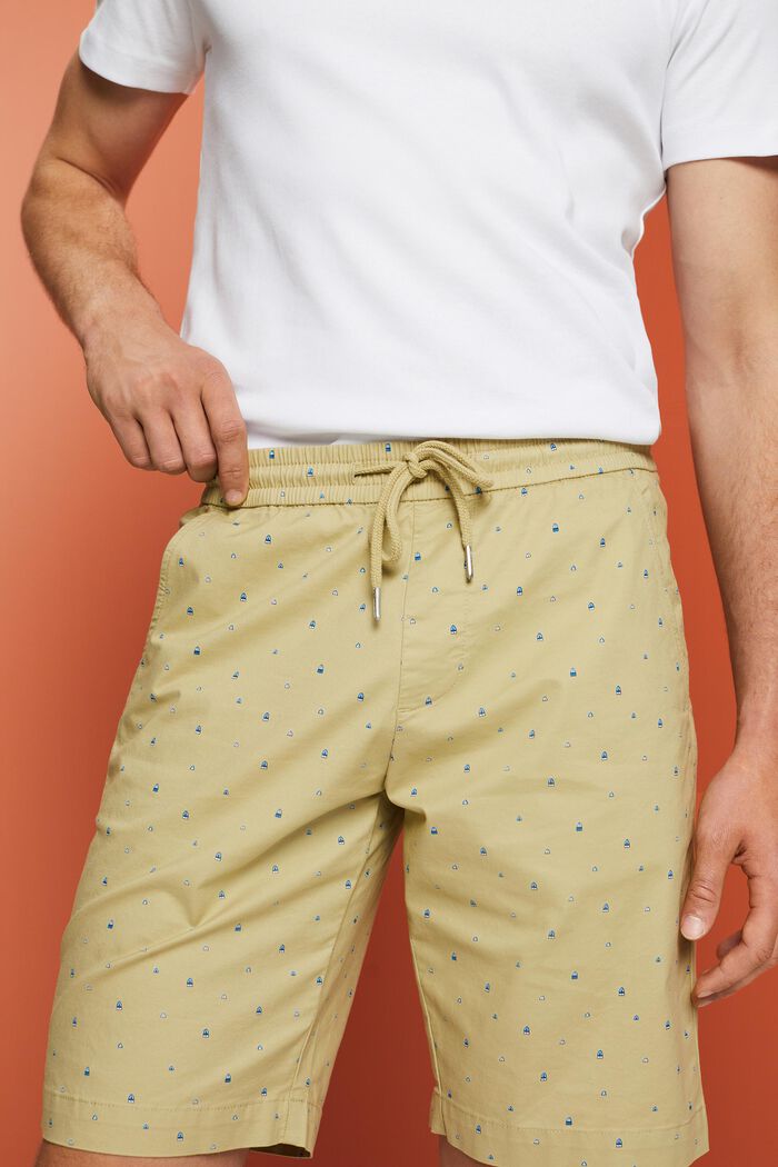Mönstrade dra-på-shorts, bomullsstretch, PASTEL GREEN, detail image number 2