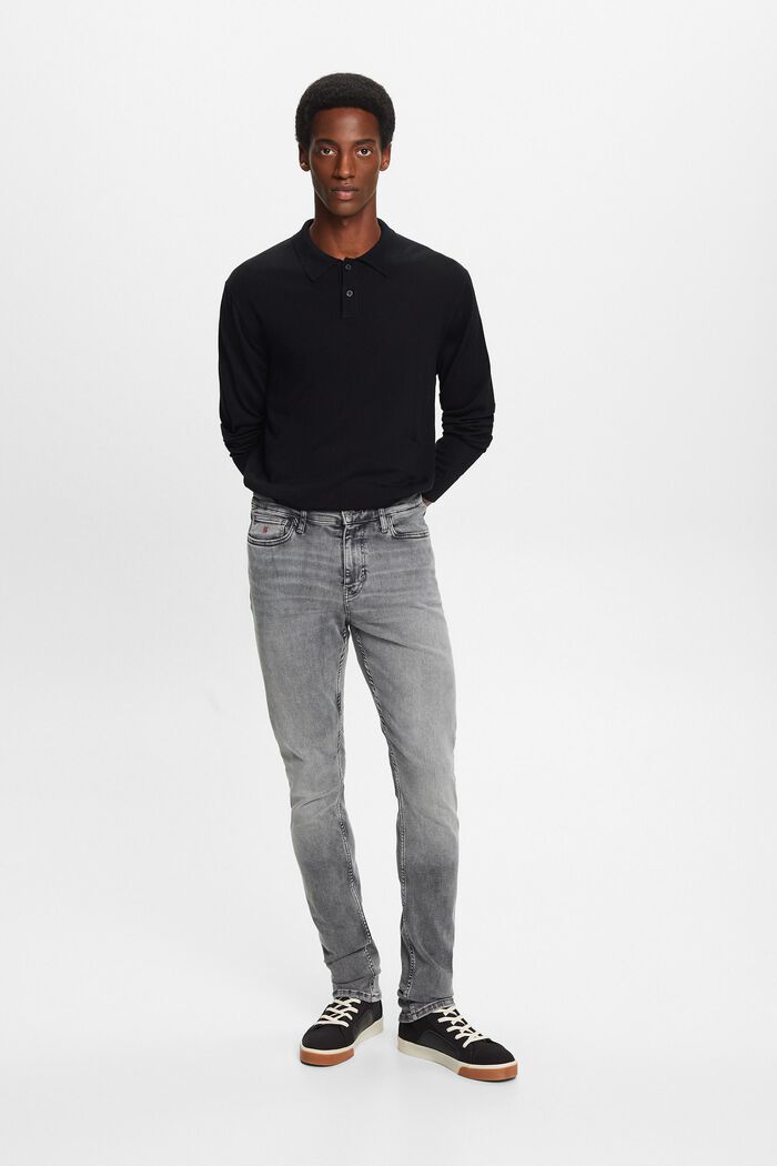 Skinny-jeans med mellanhög midja, GREY LIGHT WASHED, detail image number 5