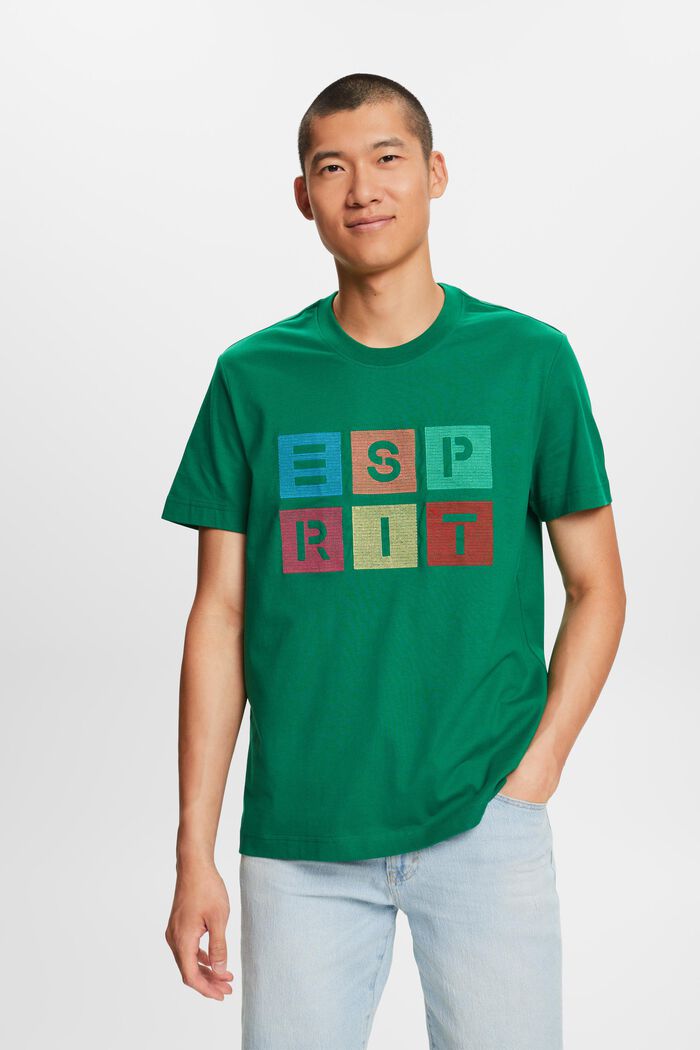 T-shirt i bomull med logotryck, DARK GREEN, detail image number 0