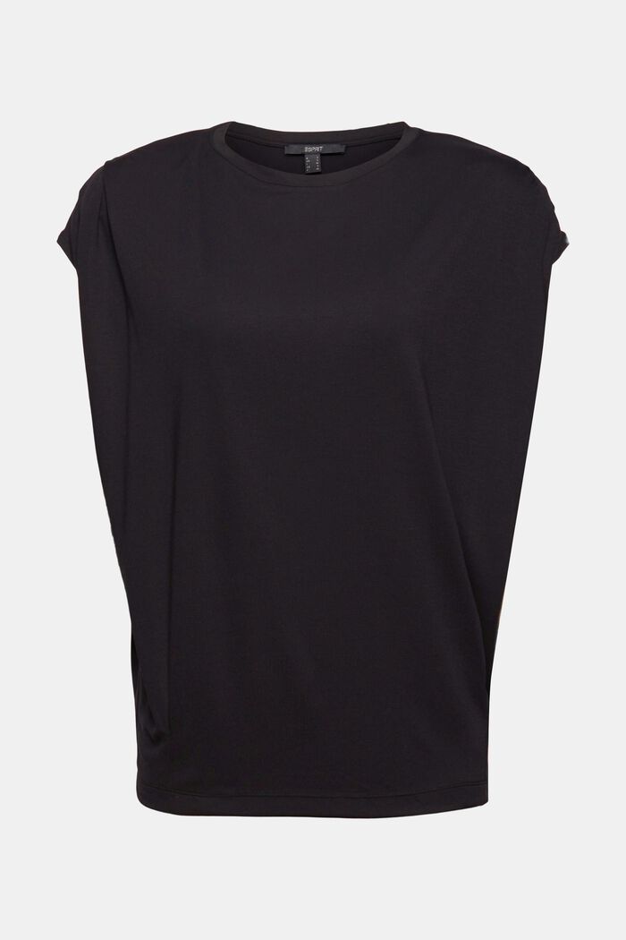 T-shirt med axelvaddar, LENZING™ ECOVERO™, BLACK, detail image number 0