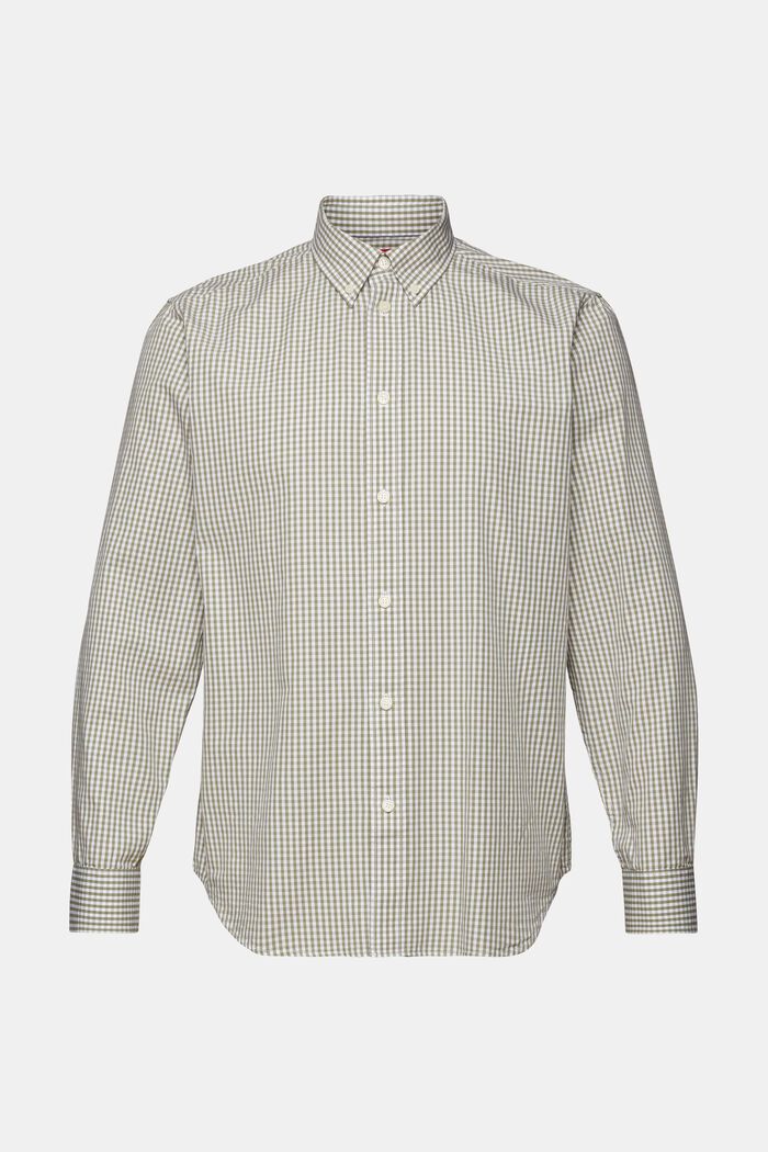 Vichy button down-skjorta, 100 % bomull, LIGHT KHAKI, detail image number 6