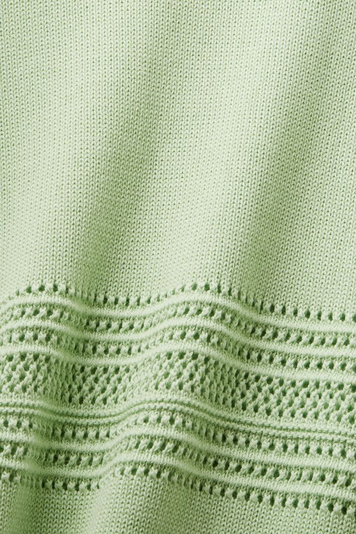 Hålstickad tröja med rund ringning, LIGHT GREEN, detail image number 4