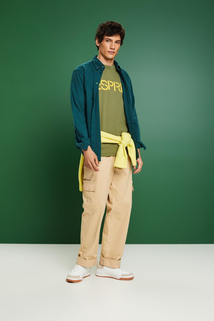 Skjorta i twill med normal passform, EMERALD GREEN, detail image number 5