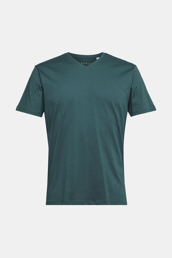 T-shirt med V-ringning i hållbar bomull, TEAL BLUE, detail image number 2