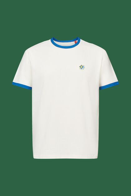 T-shirt i bomull med logo och rund ringning