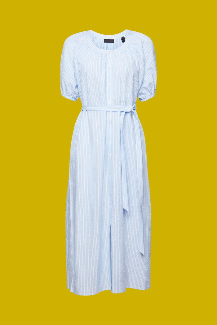 Midi-skjortklänning med knytskärp, bomullsmix, LIGHT BLUE, detail image number 6