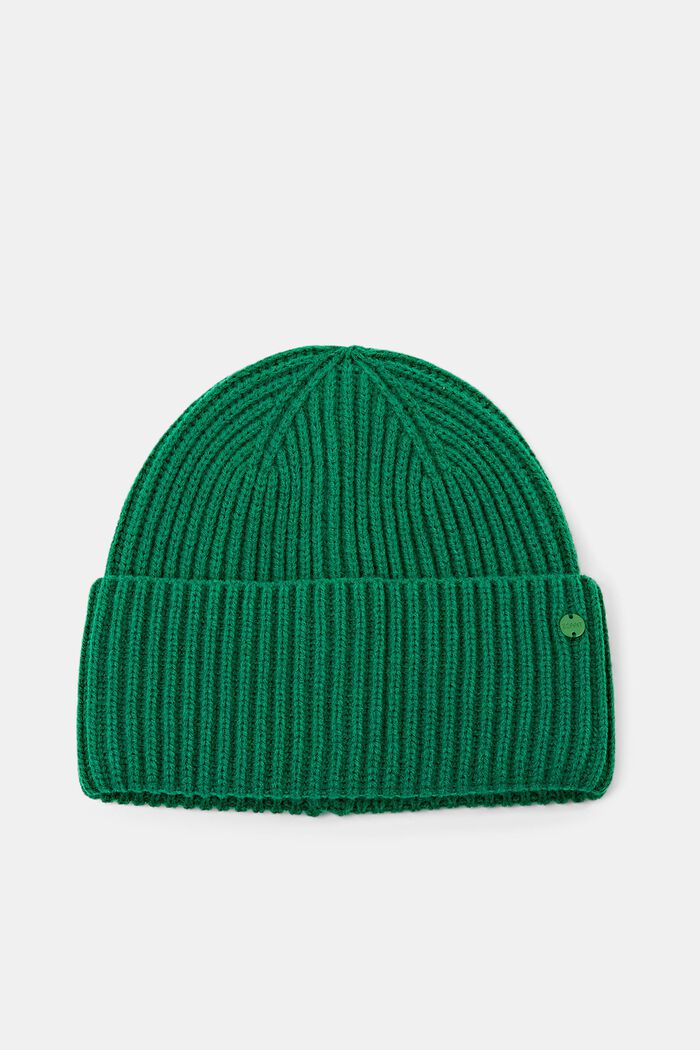 Ribbstickad beanie, GREEN, detail image number 0