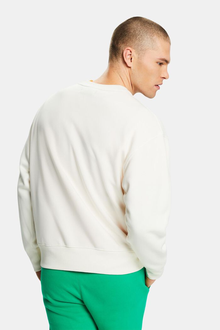 Unisex-sweatshirt i bomullsfleece med logo, OFF WHITE, detail image number 4