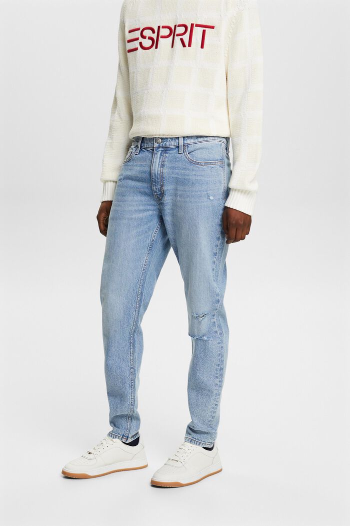 Regular avsmalnande jeans med medelhög midja, BLUE LIGHT WASHED, detail image number 0