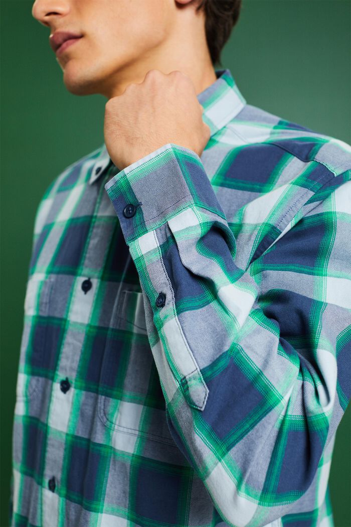 Rutig skjorta i bomullsflanell, GREY BLUE, detail image number 3