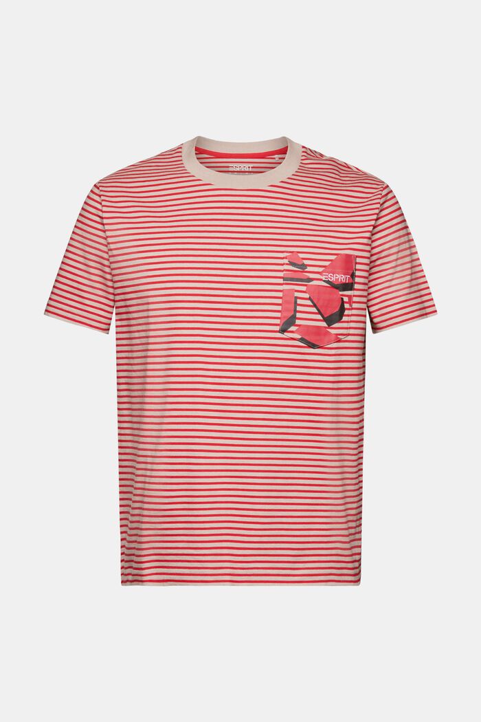 Randig T-shirt i bomullsjersey, DARK RED, detail image number 6