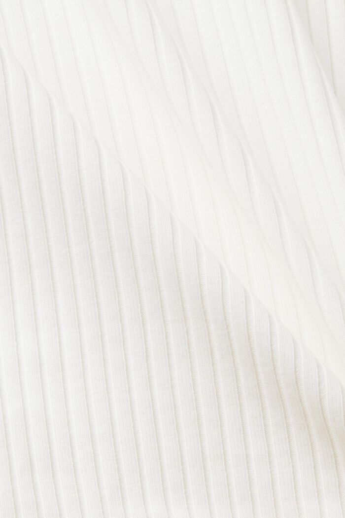 Ribbad T-shirt med rynkad fåll, OFF WHITE, detail image number 4