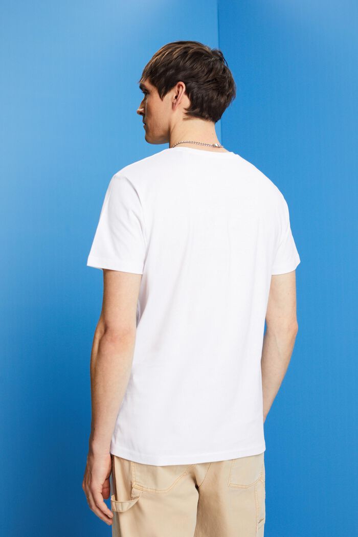 T-shirt med rund ringning, 100 % bomull, WHITE, detail image number 3