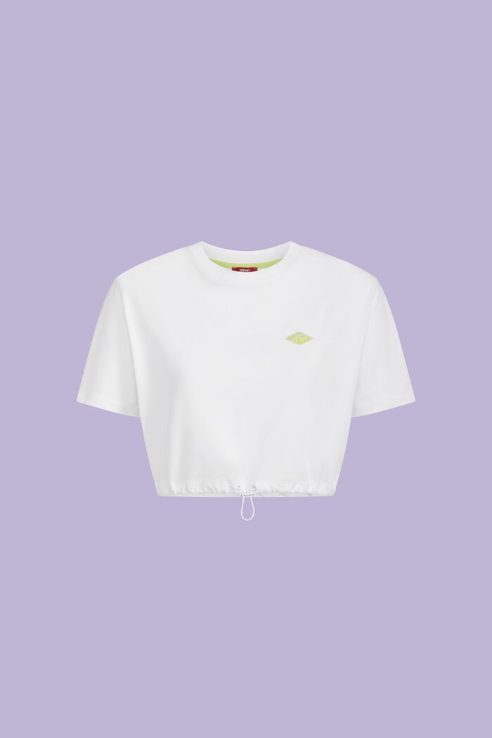 Kortare T-shirt i bomullsjersey med logo, WHITE, detail image number 5