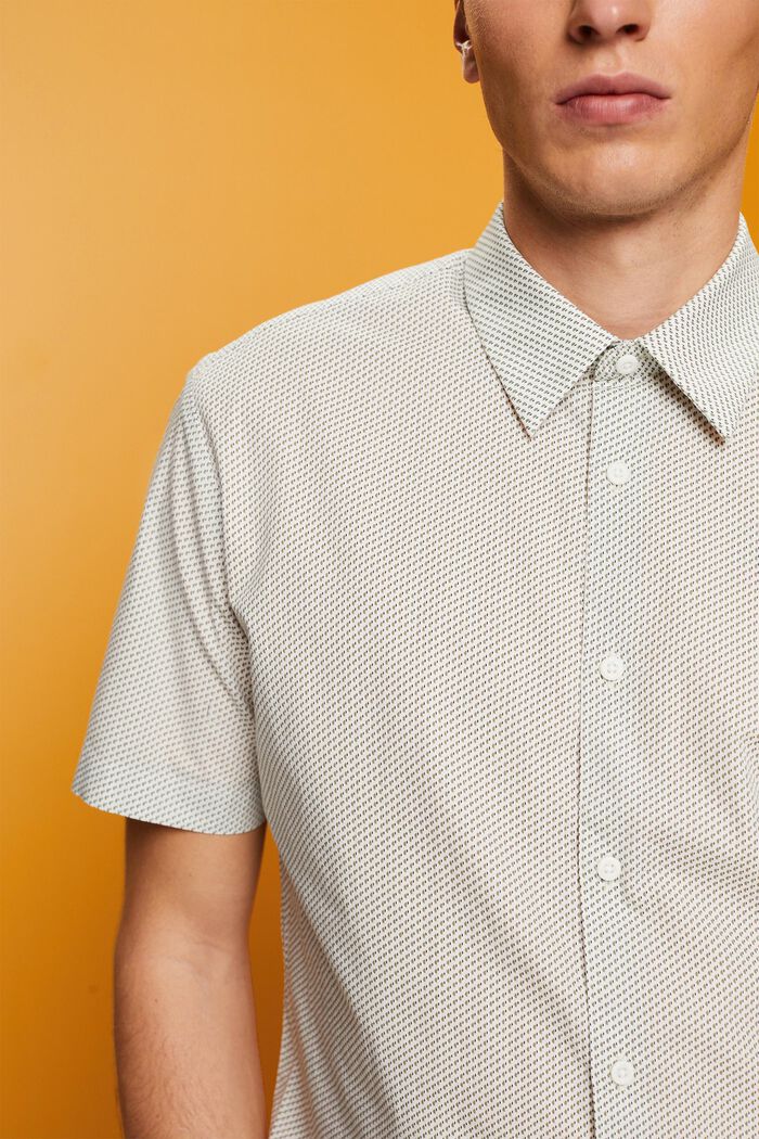 Mönstrad kortärmad skjorta, 100 % bomull, LIGHT KHAKI, detail image number 2