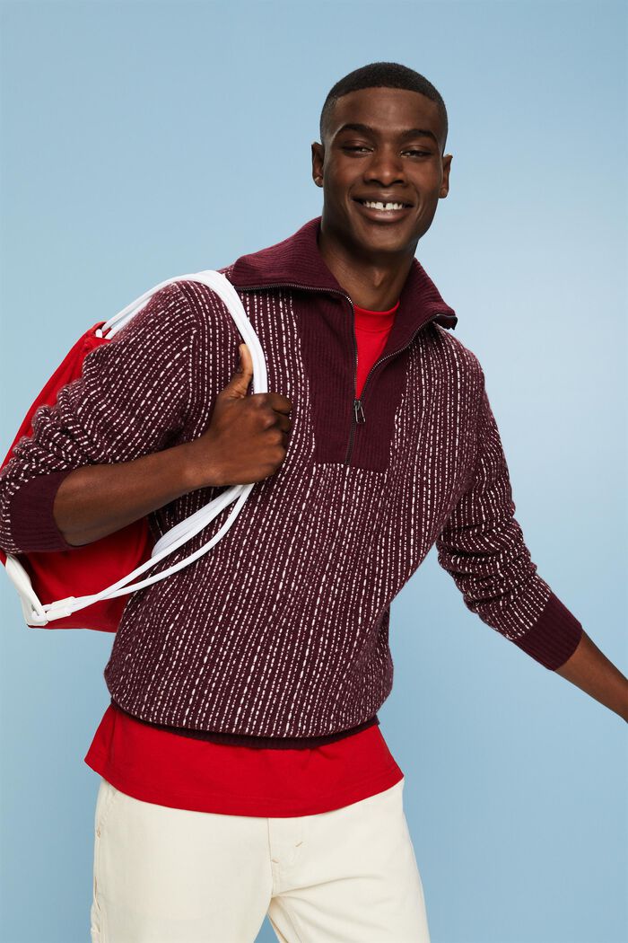 Långärmad Troyer-tröja, BORDEAUX RED, detail image number 0