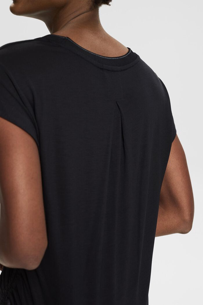 T-shirt i materialmix med dragsko på sidan, BLACK, detail image number 5