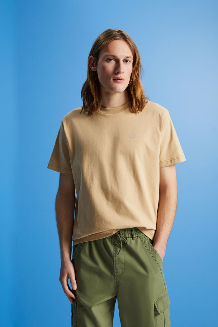 T-shirt i bomull med delfintryck, SAND, detail image number 0