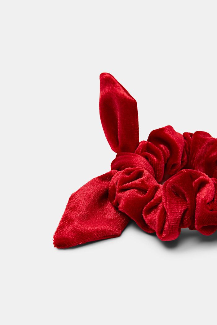 Scrunchie i sammet med rosett, DARK RED, detail image number 1