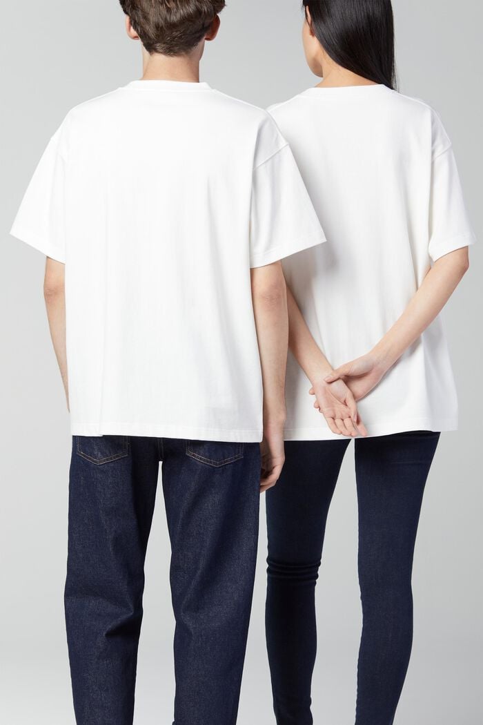 T-shirt med logotryck i unisexmodell, WHITE, detail image number 1