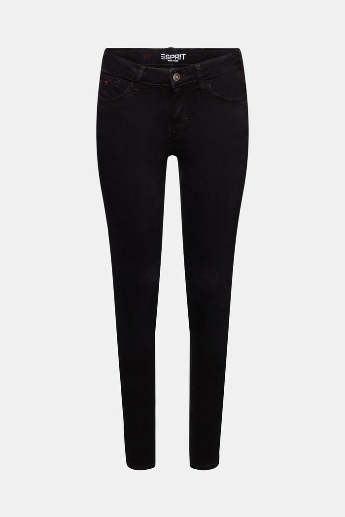Skinny-jeans med mellanhög midja, BLACK DARK WASHED, detail image number 7