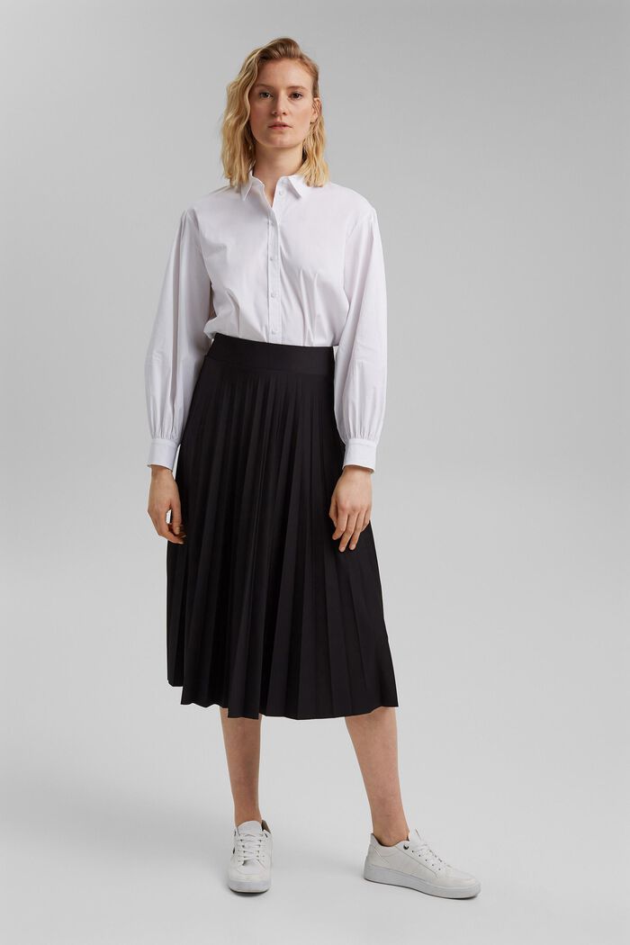 Återvunnet material: plisserad kjol med elastisk linning, BLACK, detail image number 5