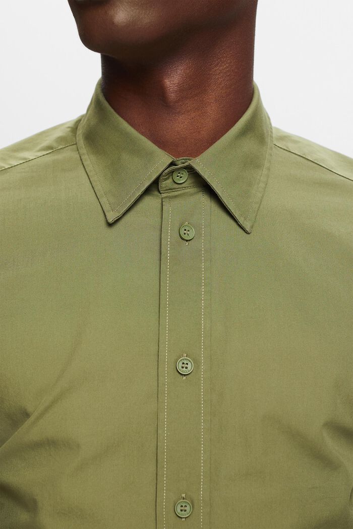 Kortärmad skjorta i bomullspoplin, LIGHT KHAKI, detail image number 3